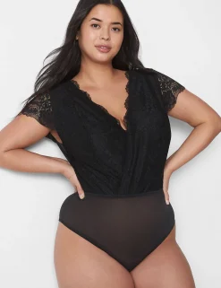 Bodysuits & Playsuits^Lane Bryant Lace & Mesh Bodysuit Black