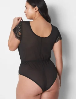 Bodysuits & Playsuits^Lane Bryant Lace & Mesh Bodysuit Black