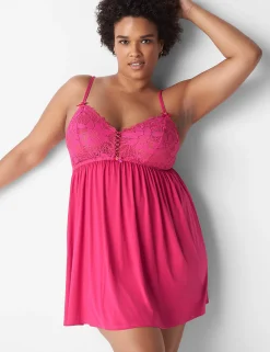 Slips & Babydolls^Lane Bryant Lace Babydoll Pink Yarrow