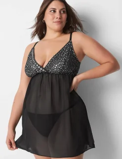 Chemises^Lane Bryant Lace Babydoll Black
