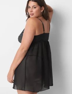 Chemises^Lane Bryant Lace Babydoll Black