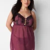 Chemises^Lane Bryant Lace Cup Babydoll Grape Wine