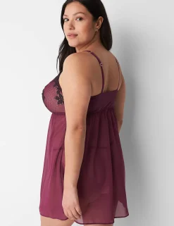 Chemises^Lane Bryant Lace Cup Babydoll Grape Wine
