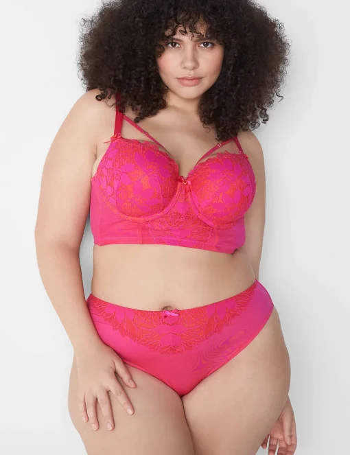 Balconette Bras^Lane Bryant Lace Longline Boost Balconette Bra Pink Yarrow