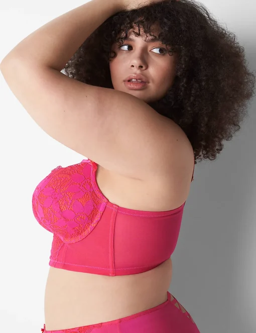 Balconette Bras^Lane Bryant Lace Longline Boost Balconette Bra Pink Yarrow