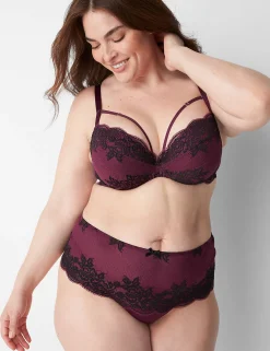 Sexy Bras^Lane Bryant Lace Max Boost Plunge Bra Grape Wine