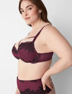 Sexy Bras^Lane Bryant Lace Max Boost Plunge Bra Grape Wine