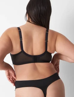 Thong Panties^Lane Bryant Lace Split Gusset Thong Black