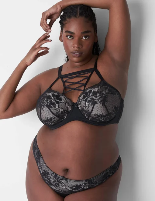 Thong Panties^Lane Bryant Lace Thong Black