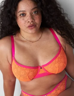 T-Shirt Bras^Lane Bryant Lace Unlined Demi Bra Orange Clown Fish