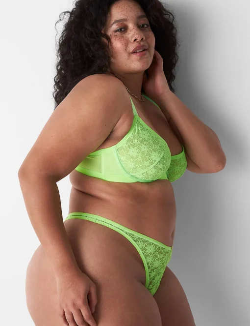 Underwire Bras^Lane Bryant Lace Unlined Demi Bra Green Gecko