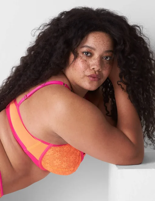 T-Shirt Bras^Lane Bryant Lace Unlined Demi Bra Orange Clown Fish