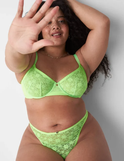 Underwire Bras^Lane Bryant Lace Unlined Demi Bra Green Gecko