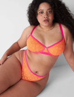 T-Shirt Bras^Lane Bryant Lace Unlined Demi Bra Orange Clown Fish