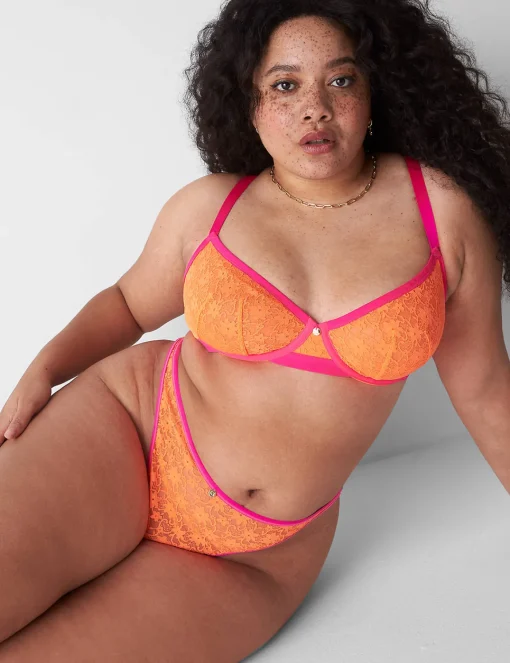 T-Shirt Bras^Lane Bryant Lace Unlined Demi Bra Orange Clown Fish