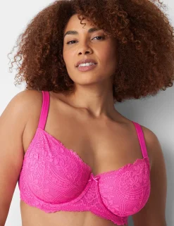 Full Coverage Bras^Lane Bryant Lace Unlined Full Coverage Bra Bold Pink