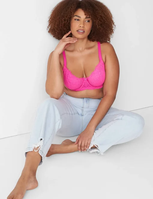 Full Coverage Bras^Lane Bryant Lace Unlined Full Coverage Bra Bold Pink