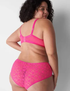 Sexy Bras^Lane Bryant Lace Unlined High Apex Bra Pink Glow