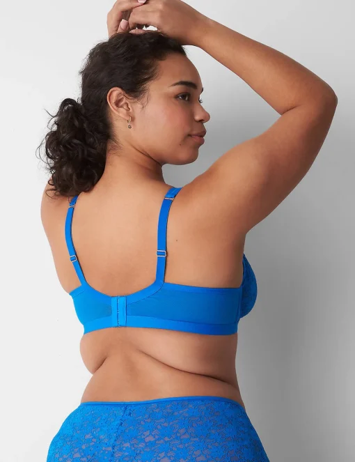Underwire Bras^Lane Bryant Lace Unlined High Apex Bra Electric Blue