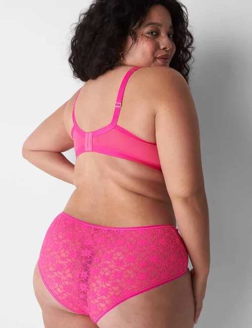 Sexy Bras^Lane Bryant Lace Unlined High Apex Bra Pink Glow