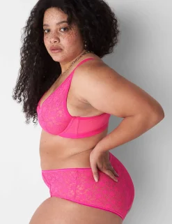 Sexy Bras^Lane Bryant Lace Unlined High Apex Bra Pink Glow
