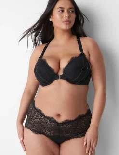 Thong Panties^Lane Bryant Lace Wide-Side Thong Black