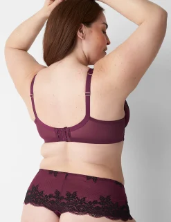 Thong Panties^Lane Bryant Lace Wide-Side Thong Grape Wine