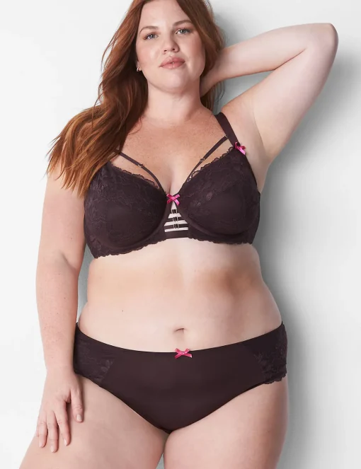 Sexy Panties^Lane Bryant Lace-Back Cheeky Panty Chocolate Plum