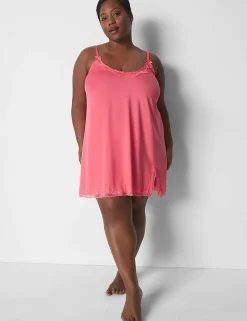 Chemises^Lane Bryant Lace-Trim Slip Sun Kissed Coral