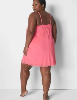 Chemises^Lane Bryant Lace-Trim Slip Sun Kissed Coral