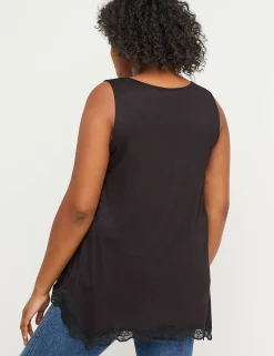 The Tee Shop^Lane Bryant Lace-Trim Swing Tank Black