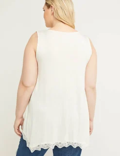 The Tee Shop^Lane Bryant Lace-Trim Swing Tank Ivory Rose