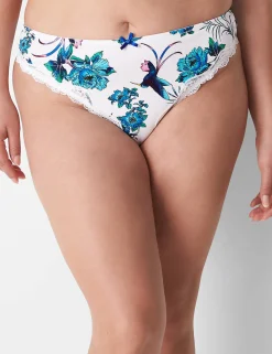 Thong Panties^Lane Bryant Lace-Trim Thong Peony Floral