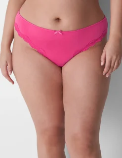 Thong Panties^Lane Bryant Lace-Trim Thong Pink Yarrow