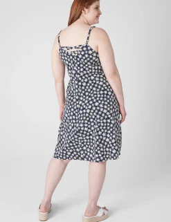 Casual^Lane Bryant Lace-Up A-Line Dress Zen Floral