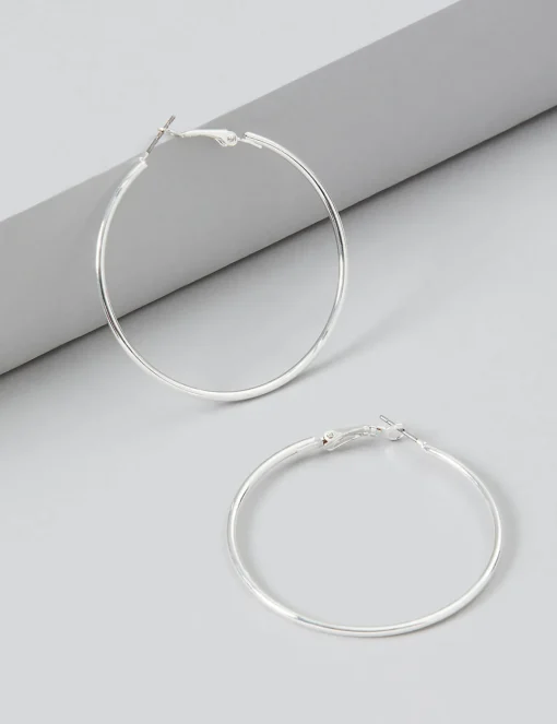 Earrings^Lane Bryant Large Hoop Silver Tone