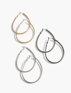Earrings^Lane Bryant Large Oval Hoop 3 Pk: :Onesz Mixed Metal