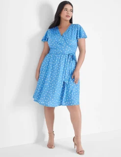 Lena^Lane Bryant Lena Surplice-Neck Fit & Flare Dress Beverly Dot