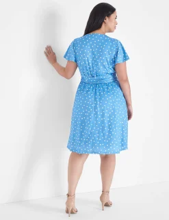 Lena^Lane Bryant Lena Surplice-Neck Fit & Flare Dress Beverly Dot