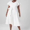 Work Versatile^Lane Bryant Lena V-Neck High-Low Midi Dress Ivory Rose