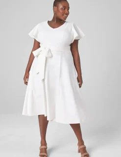 Occasion^Lane Bryant Lena V-Neck High-Low Midi Dress Ivory Rose