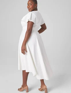 Lena^Lane Bryant Lena V-Neck High-Low Midi Dress Ivory Rose