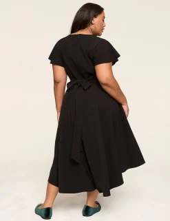 Lena^Lane Bryant Lena V-Neck High-Low Midi Dress Black