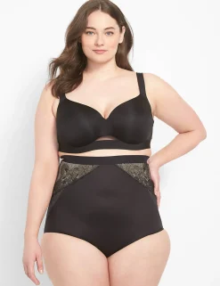 Level 3 - Contour^Lane Bryant Level 3 Contouring High-Waist Brief With Lace Inserts Black