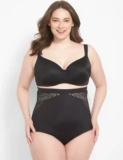Level 3 - Contour^Lane Bryant Level 3 Contouring High-Waist Brief With Layered Lace Black