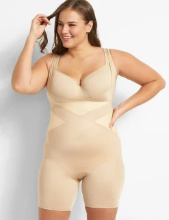 Level 3 - Contour^Lane Bryant Level 3 Contouring Open-Bust Thigh Shaper Cafe