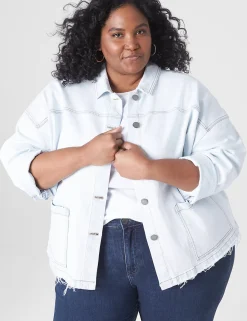 Jackets^Lane Bryant Light Wash Denim Shacket Light Denim
