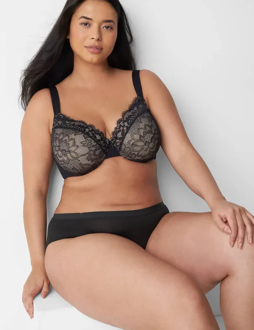 Full Coverage Bras^Lane Bryant Lightly Lined Full Coverage Bra With Lace Black