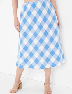 Skirts^Lane Bryant Linen Bias-Cut Slip Skirt Lattice Check