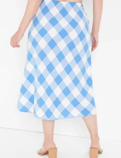 Skirts^Lane Bryant Linen Bias-Cut Slip Skirt Lattice Check